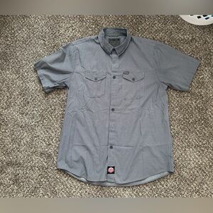 Dixxon Men’s Short Sleeve Workforce Button Up Shirt Blue & Grey Sz XL